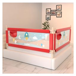 BAYBEE Baby Bed Rails Guard Barrier for Baby Kids Safety, Foldable Bed Rail Falling Protector Fence with 7 Adjustable Height (180x63 cm, (Pack of 2) Red) - (Color & Design May Vary)-picture-24
