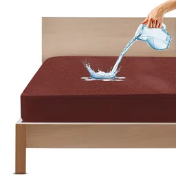 GADDA CO Bamboo Waterproof Protector Fitted Single Bed Mattress Cover - Brown-image-15