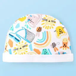 Babyhug 100% Cotton Knit Cap Animal Print - Multicolor image 1