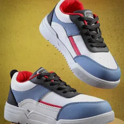 asian Colour Blocked With Lace Up Sneakers - Grey & Slate-picture-17