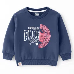 Pink Rabbit Looper Knit Full Sleeves T-Shirt with Text Graphic - Navy Blue-picture-12