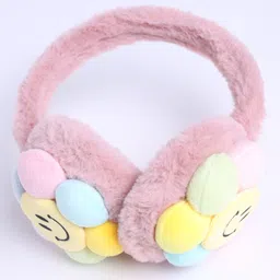 M'andy Woollen Knit Smiley Flower Patch Detailed Ear Muffs - Peach-picture-10