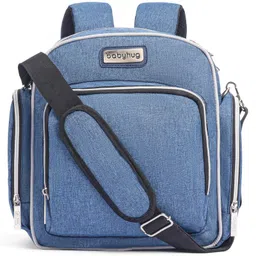 Babyhug Multipurpose Backpack Style Diaper Bag - Blue image 3