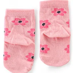 Cute Walk By Babyhug Anti-Bacterial Ankle Length Socks  Floral & Dotted Design Pack Of 3- Yellow & Pink image 3