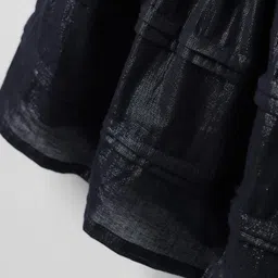 Babyhug Cotton Woven Half Sleeves Solid Frock With Peter Pan Collar - Black image 3