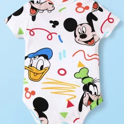 Babyhug Disney Interlock Knit Half Sleeves Onesies With Mickey Mouse Graphics Pack Of 3 - Light Blue Light Green & White image 3
