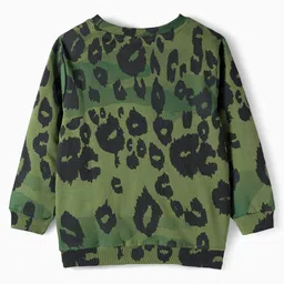 OLLINGTON ST. Cotton Knit Full Sleeves Brave Text Printed Sweatshirts & Joggers Set - Olive Green & Black image 3