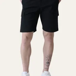 PERCH Men Cotton Mid-Rise Cargo Shorts-image-20