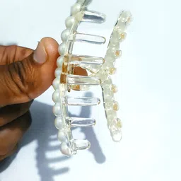 DOCTOR HEALTH SUPER SOFT Women Set of 2 T-shape And Half Moon Pearls Claw Clip image 5