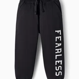 OLLINGTON ST. Cotton Knit Full Sleeves Brave Text Printed Sweatshirts & Joggers Set - Olive Green & Black image 4