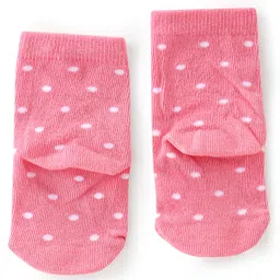 Cute Walk By Babyhug Anti-Bacterial Ankle Length Socks  Floral & Dotted Design Pack Of 3- Yellow & Pink image 5