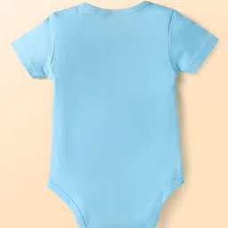 Babyhug Interlock Knit Half Sleeves Onesies with Stripes & Tropical Print Pack of 3 - Navy Blue & Light Blue image 5