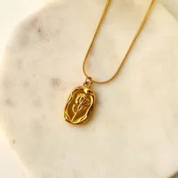 Palli Creation Gold Plated Stainless Steel Flower Design Pendant With Chain image 2