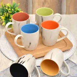 FABINALIV Beige & Blue Solid Ceramic Glossy Mugs Set of Cups and Mugs image 2