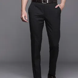 Raymond Men Mid-Rise Slim Fit Checked Formal Trousers-picture-35