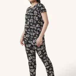Dreamz by Pantaloons Black Floral Print Top Pyjama Set image 3