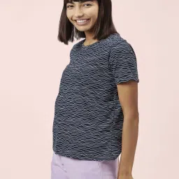 Dreamz by Pantaloons Navy Cotton Printed T-Shirt image 3