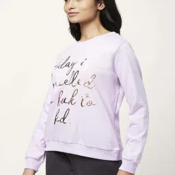 Dreamz by Pantaloons Lilac Cotton Graphic Print Winter Top image 3