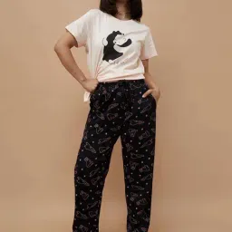Ginger by Lifestyle Peach Cotton Printed T-Shirt Pyjamas Set-picture-21