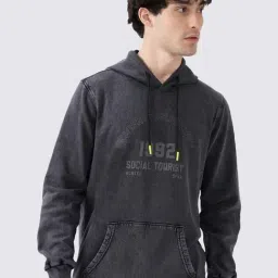 Spykar Black Cotton Regular Fit Hoodie-picture-41