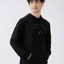 Spykar Black Cotton Regular Fit Hoodie image 4