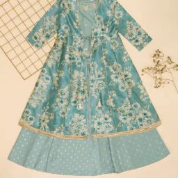 Akkriti by Pantaloons Turquoise Lehenga Set-picture-42