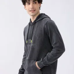 Spykar Black Cotton Regular Fit Hoodie image 3