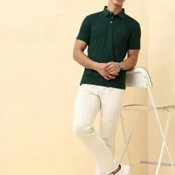 Allen Solly Green Cotton Regular Fit Printed Polo T-Shirt image 5