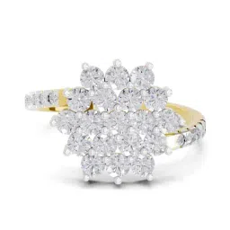 Sparkles 14k (585) Yellow Gold Lab Grown Diamond 0.93 CT Snowfall Cluster Promise Ring-picture-37