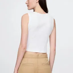 GAP White Slim Fit Solid Top image 2