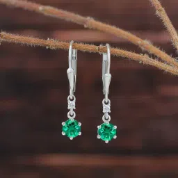 Ornate Jewels 925 Silver Round Green Emerald Drop Earrings-picture-37
