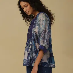 aarke Ritu Kumar Blue Printed Top image 3