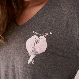 La Vie En Rose Grey Printed Sleep Tee image 3