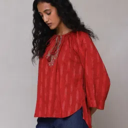 aarke Ritu Kumar Red Embroidered Top image 3