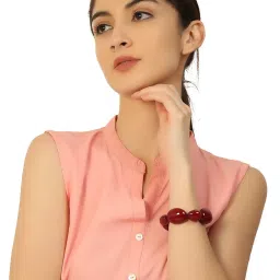 IMLI STREET Maroon Artificial Stone Stretchable Bracelet for Women image 3