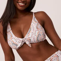 La Vie En Rose White Printed Bikini Top image 3