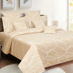 Swayam Beige Cotton 300 TC Double Size Bedsheet With Pillow Covers image 3