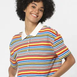 Only Multicolor Striped Polo T-Shirt-image-6