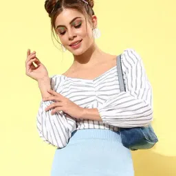 Marie Claire White Striped Top-picture-36