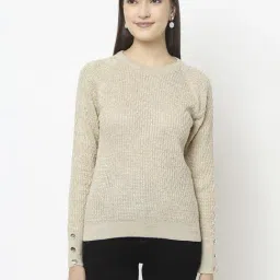Crimsoune Club Beige Self Pattern Sweater-image-78