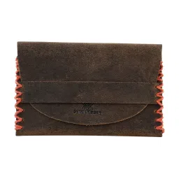 Aditi Wasan Brown Leather Cardholder for Men with Detailed Red Stiching image 3