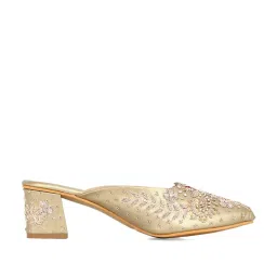 NR by Nidhi Rathi Women's Golden Mule Shoes image 3