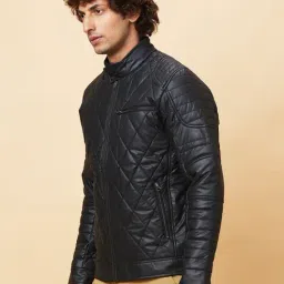 Being Human Black Regular Fit Checks Biker Jacket image 3