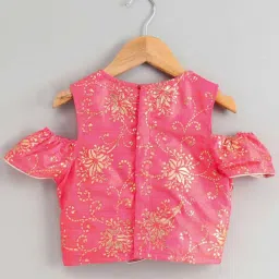 TWISHA Kids Pink & Yellow Embroidered Top Set image 3