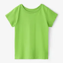 The Souled Store Girls Apple Green Cotton T-Shirt-image-26