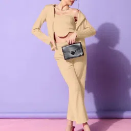 SELVIA Beige Full Sleeves Co-Ords Set image 3