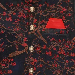 AJ Dezines Kids Navy & Red Floral Print Waistcoat image 3