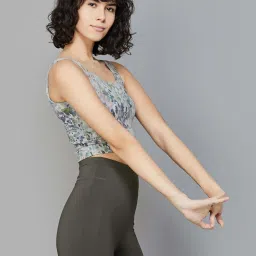 KAPPA Grey & Green Cotton Printed Top image 3