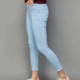 Ginger by Lifestyle Sky Blue Cotton Mid Rise Jeans image 3