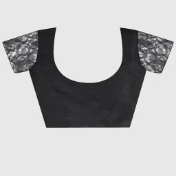 Satrani Black Embroidered Saree With Unstitched Blouse image 3